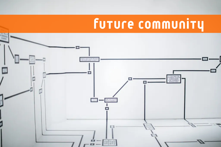 the words future community above a flowchart